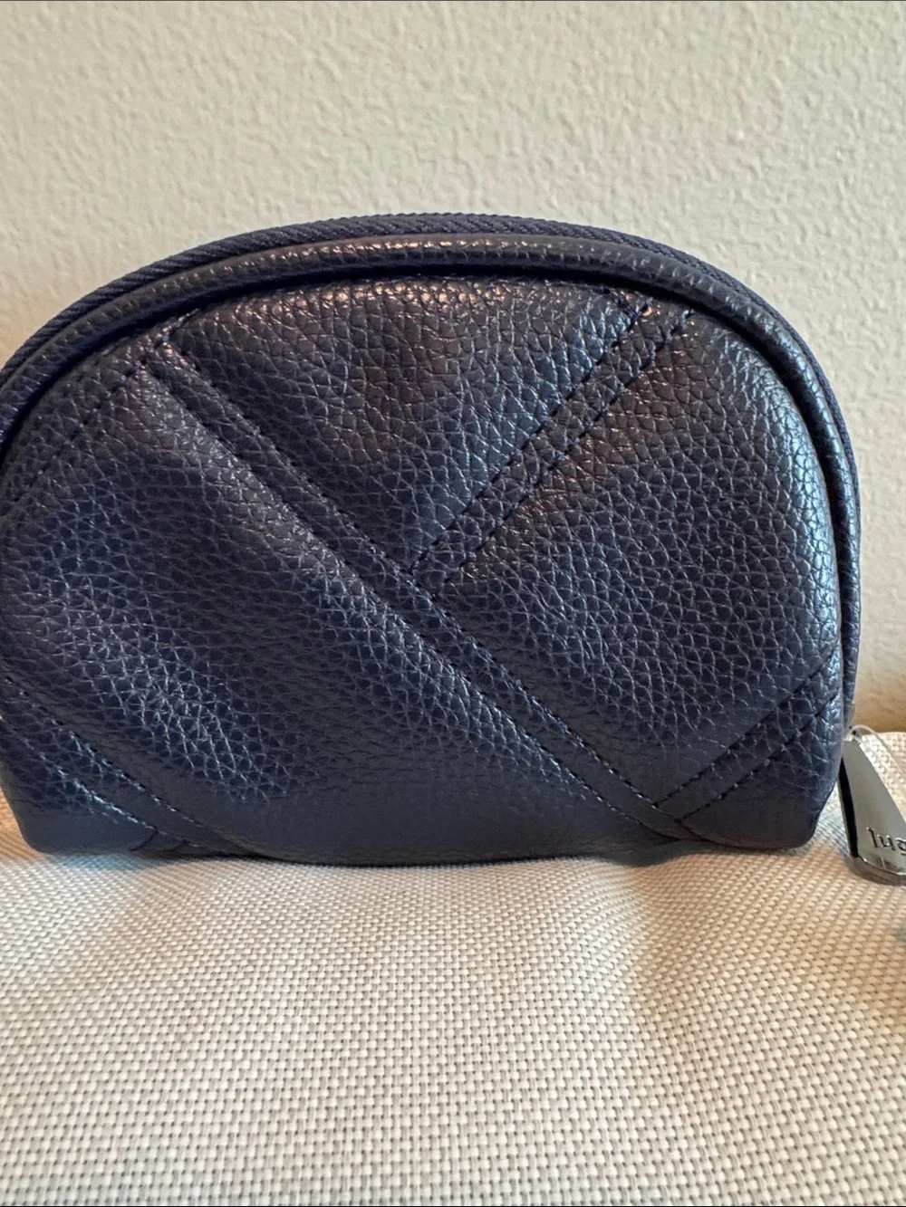 lug vegan leather Cosmetic Pouch/wallet RFID - Navy Blue